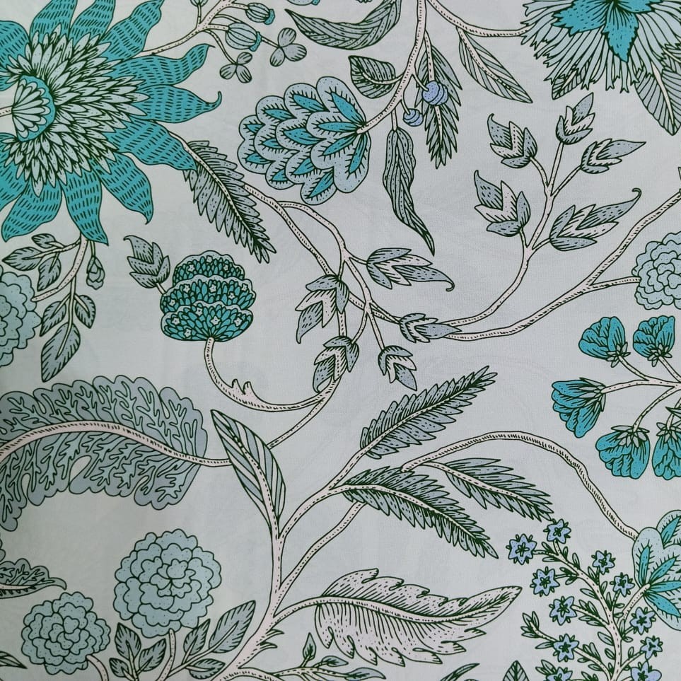 Sky Base Floral Print On Twill Satin (D#85C#2) TSPS34