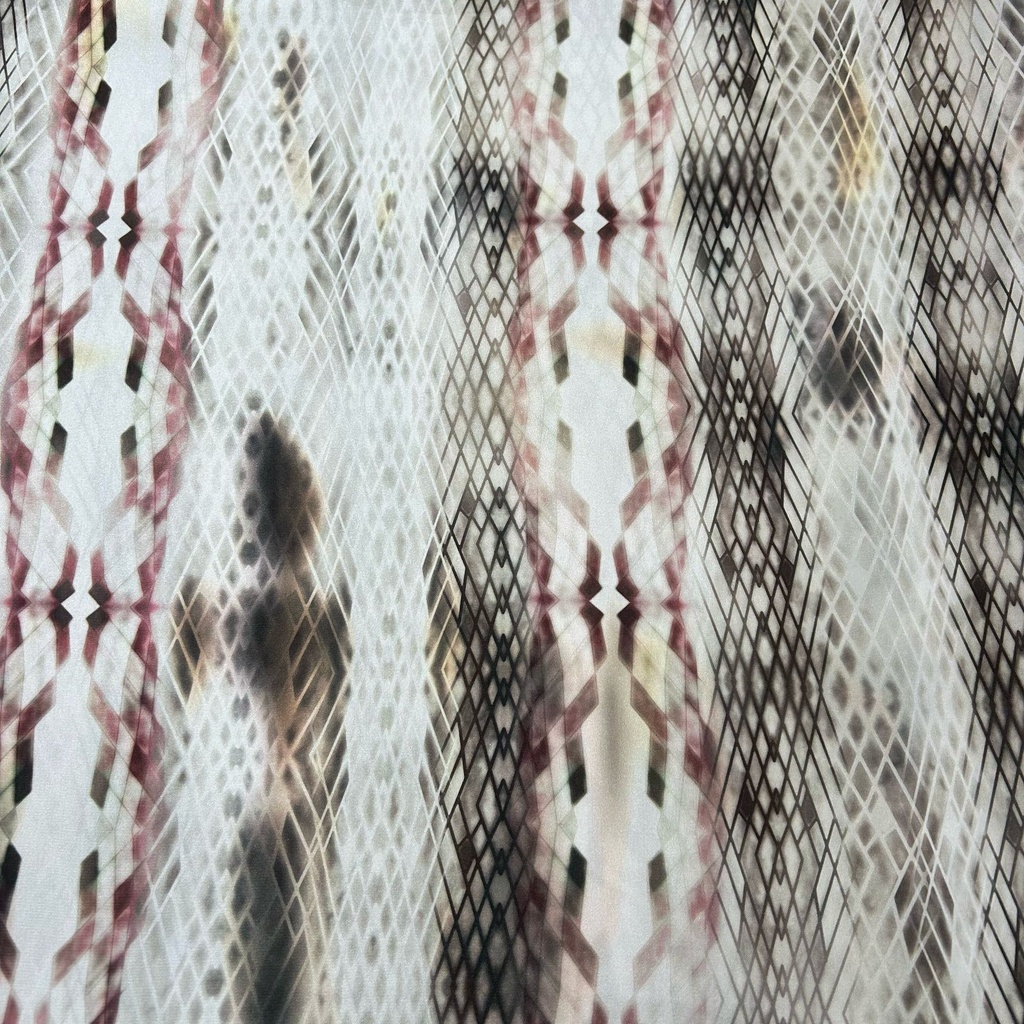 Red & White Colour Snake Skin Print On Twill Satin (PA03C#4) TSPS43