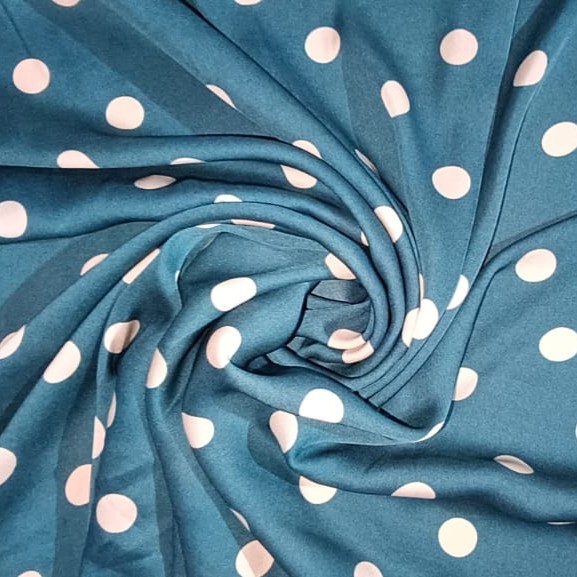 Polka Dots(Green) Print On Twill Satin (SS24) TSPS10