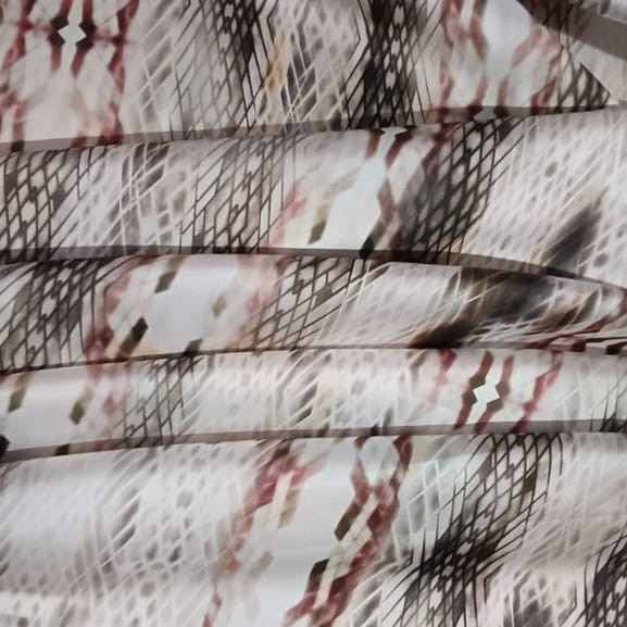 Red Colour Snake Skin Print On Twill Satin (PA03C#3) TSPS42