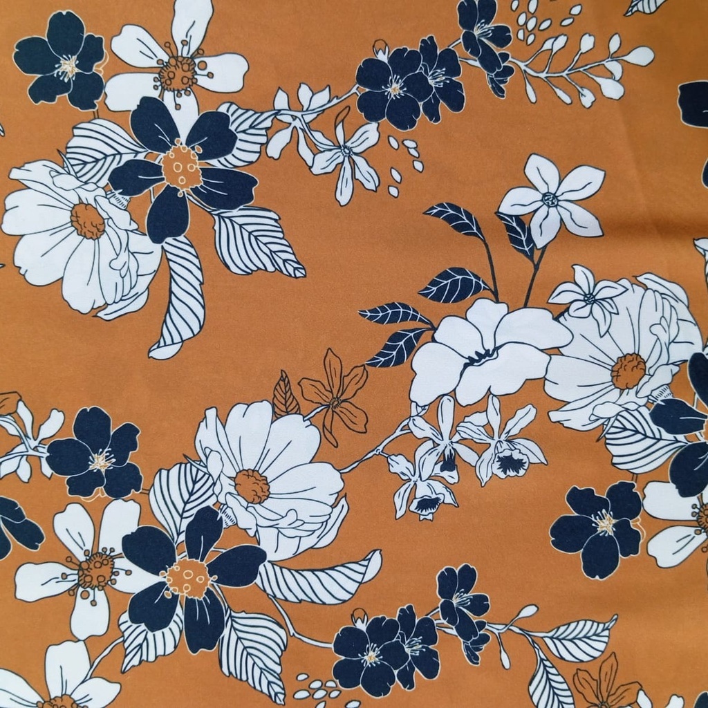 Tan Chrome Satin Floral Print Fabric SS22N CSPB09