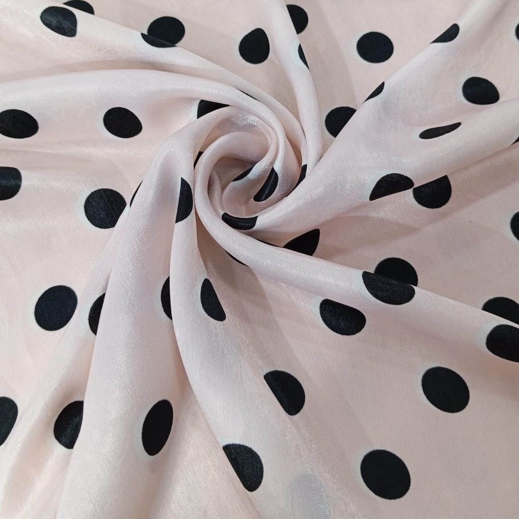 Polka Dot Print On Sandwash Satin