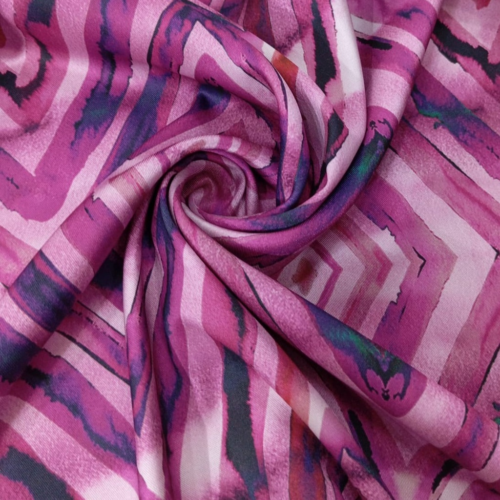 Magenta Geometrical Art Print On Twill Satin (D#71C#2) TSPS58