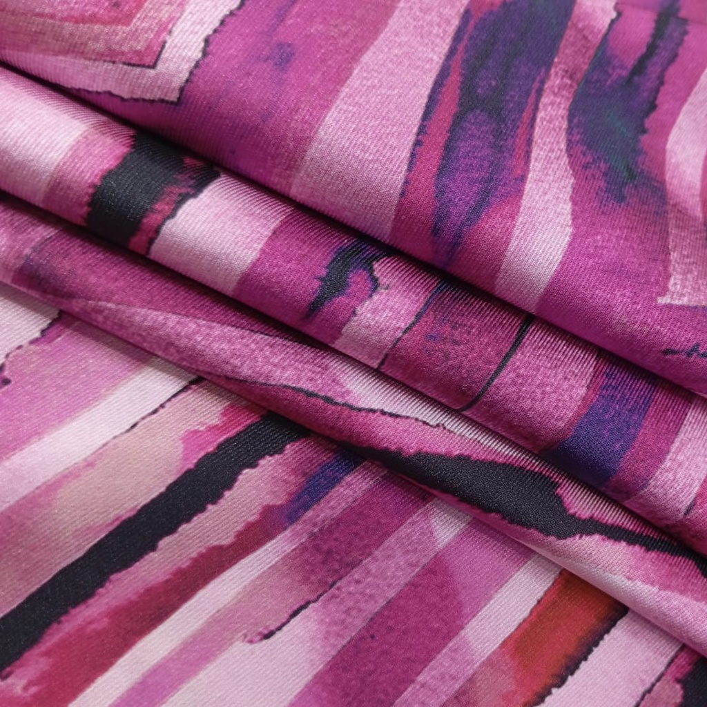 Magenta Geometrical Art Print On Twill Satin (D#71C#2) TSPS58