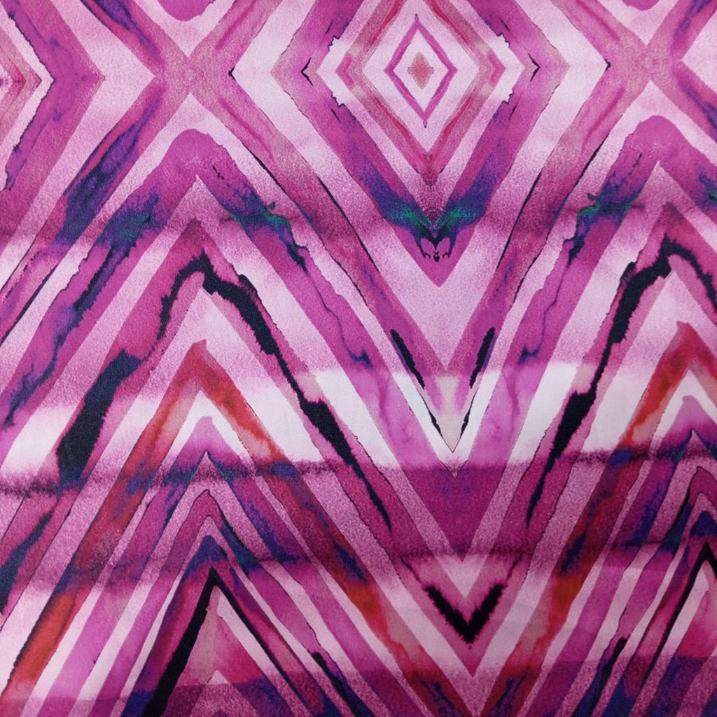 Magenta Geometrical Art Print On Twill Satin (D#71C#2) TSPS58