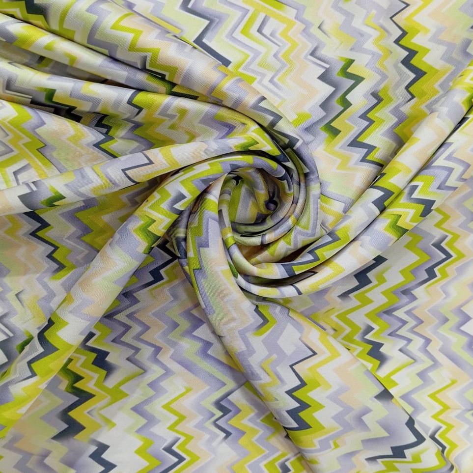 Chevron Wave Print On Twill Satin (D#76C#4) TSPS56