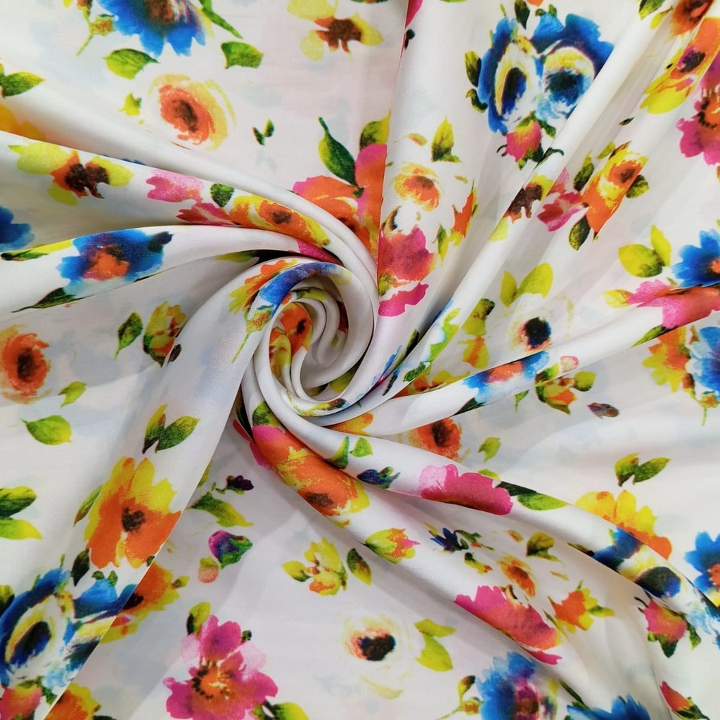Multi Colour Roses Print On Habutai Satin S24 HSPS59