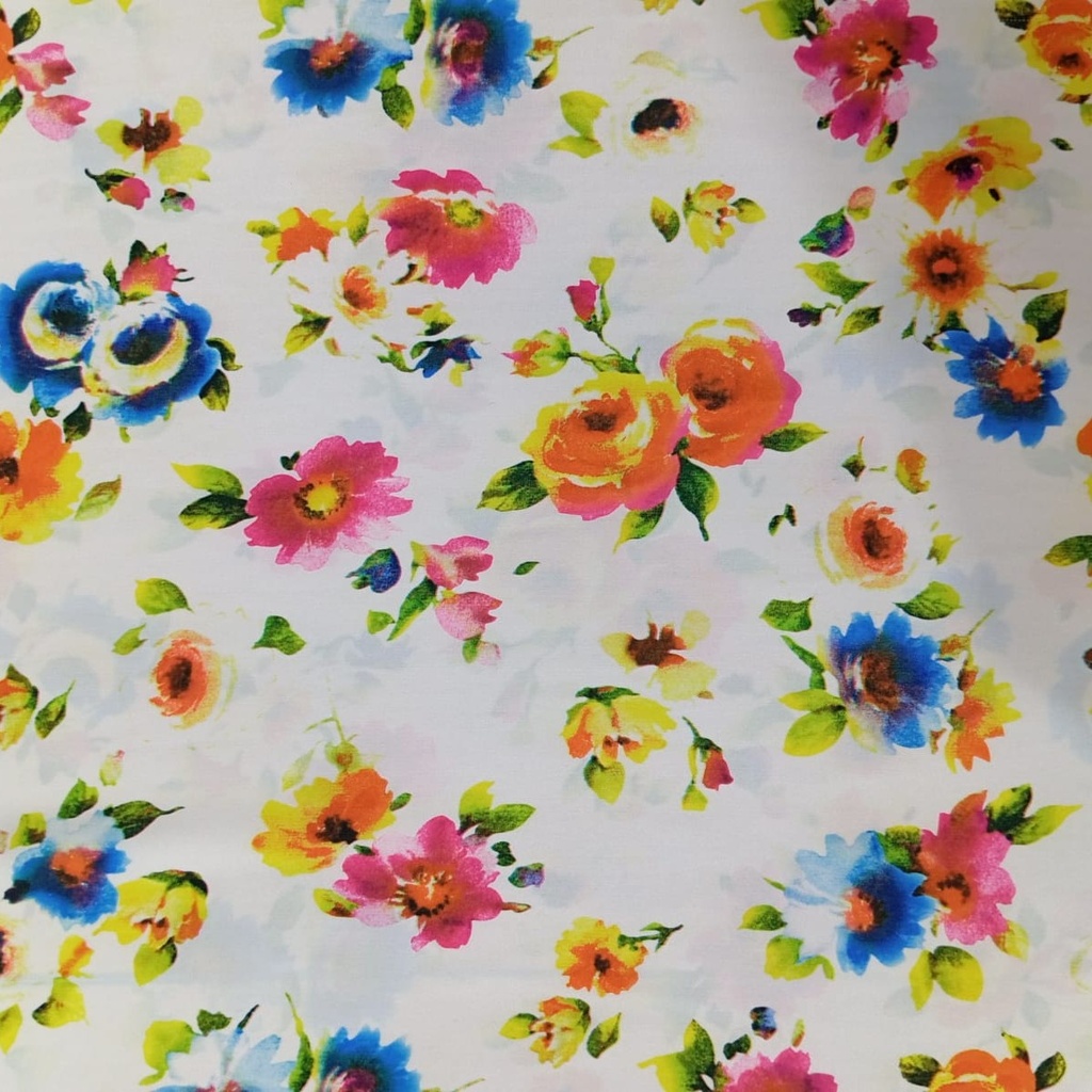 Multi Colour Roses Print On Habutai Satin S24 HSPS59
