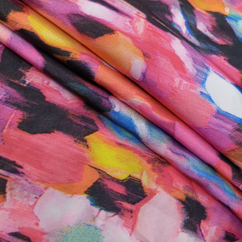 Brush Art Print On Korean Satin S23-KSPS70
