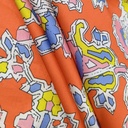 Orange Base Floral Print On Korean Satin SS22N KSPB93