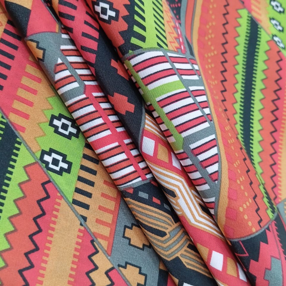 Red Marble Print On Korean Satin S24 KSPS127
