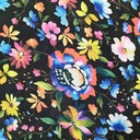 Floral Black Base Print On Korean Satin S24 KSPS24