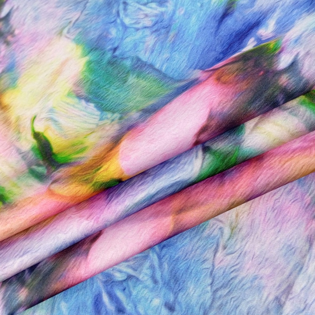 Tie Die Print On Korean Satin SS22A-KSPA76