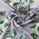 Voilet Base Hibiscus Flower Print On Korean Satin SS22A-KSPA42