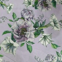 Voilet Base Hibiscus Flower Print On Korean Satin SS22A-KSPA42