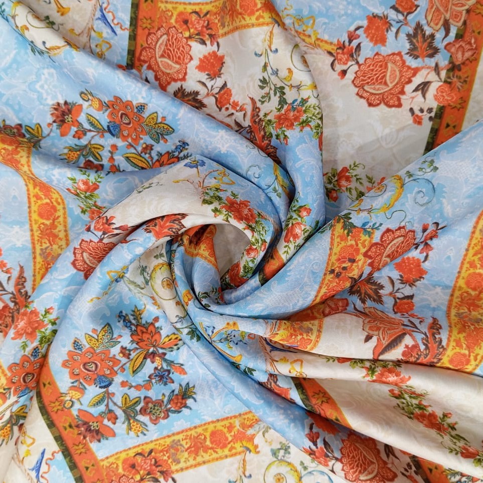 Wall Floral Print On Korean Satin S22N SS22N KSPB06