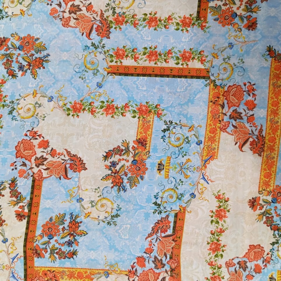 Wall Floral Print On Korean Satin S22N SS22N KSPB06