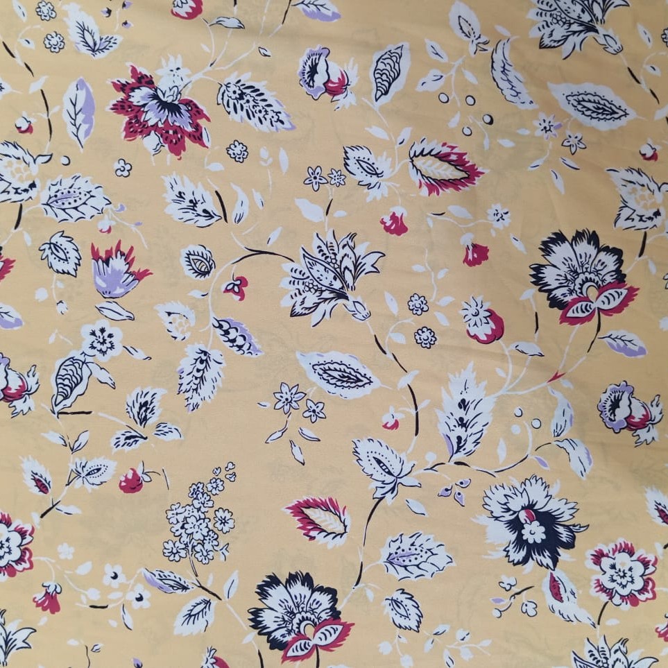 Bohemian Border Floral Print On korean Satin SS22L-KSPL04