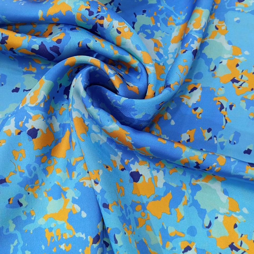 Brush Artwork Print On Korean Satin SS22N KSPB63