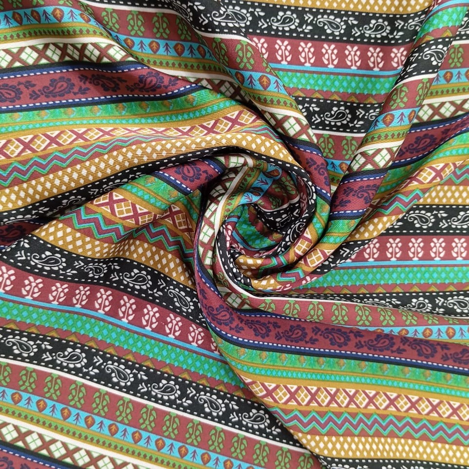 Bohemian Print On Korean Satin S23 KSPS121