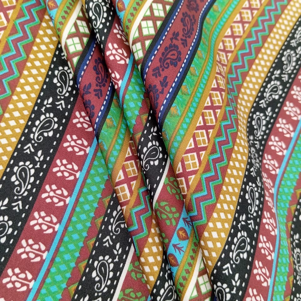 Bohemian Print On Korean Satin S23 KSPS121