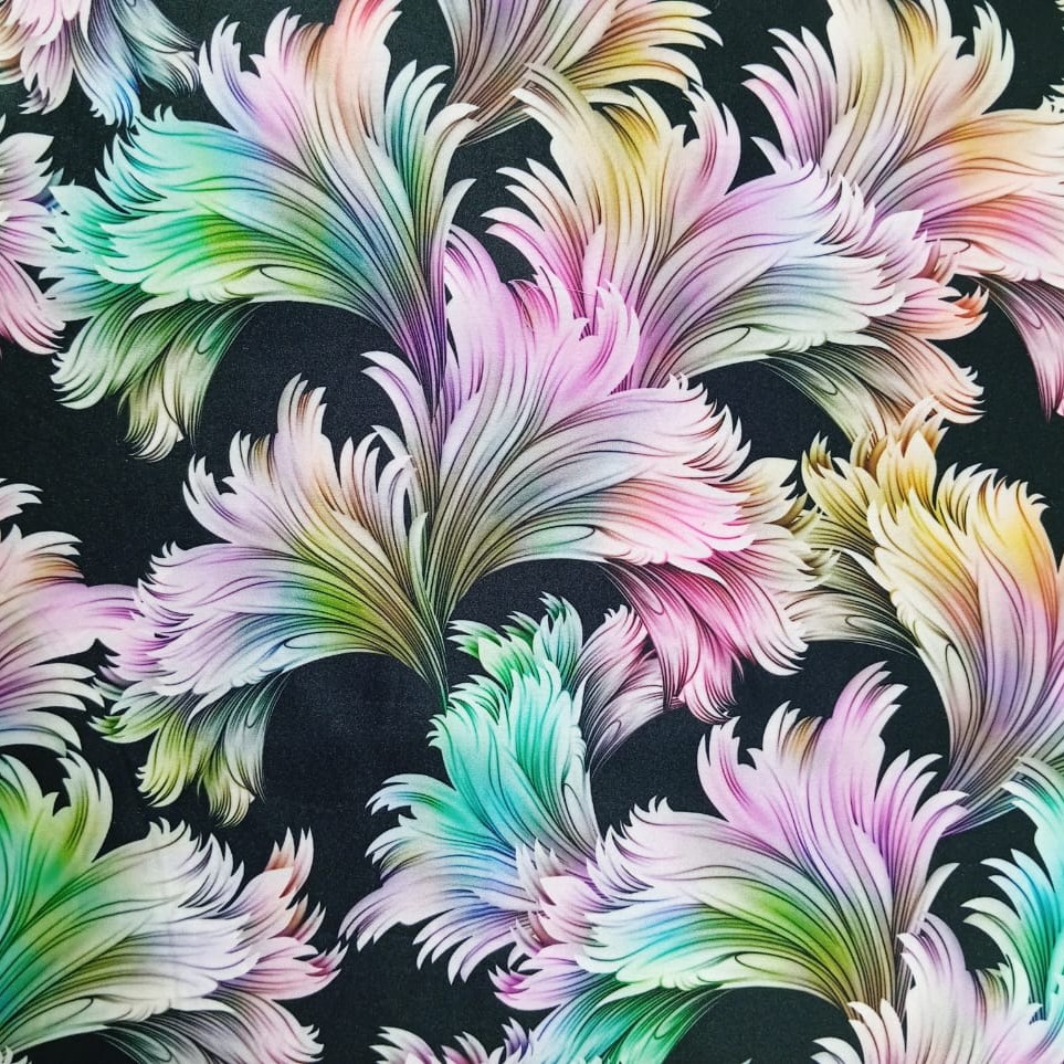 Lily Flower Print On Korean Satin SS22L KSPL29