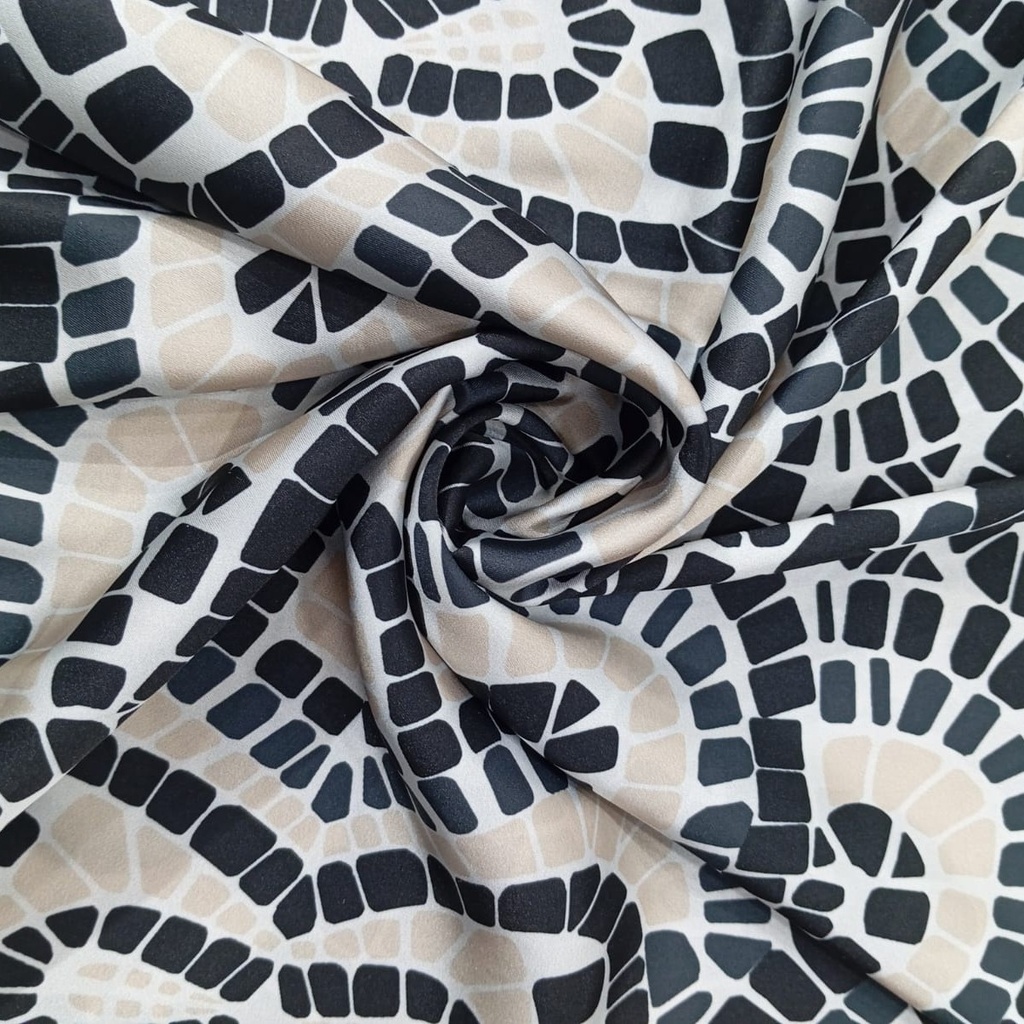 Black Dots Art Print On Korean Satin SS22L KSPL27