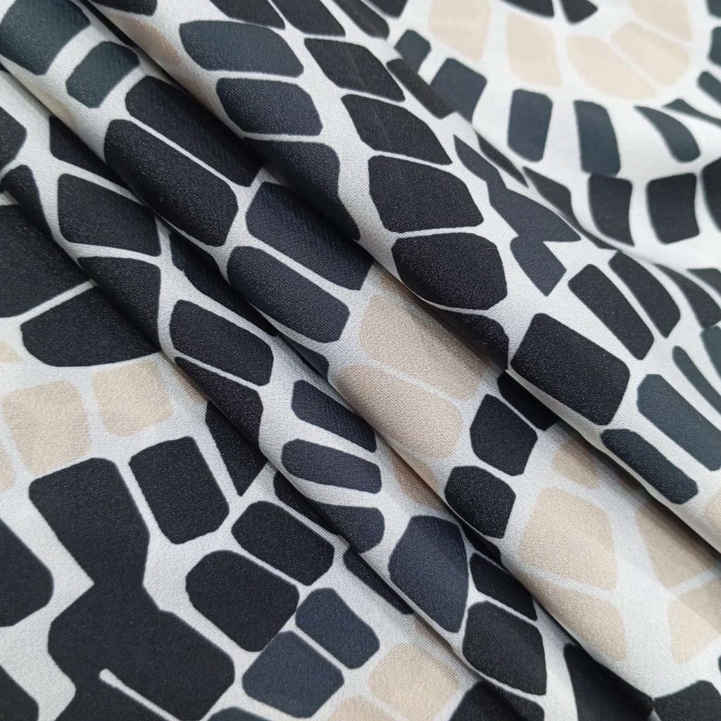 Black Dots Art Print On Korean Satin SS22L KSPL27
