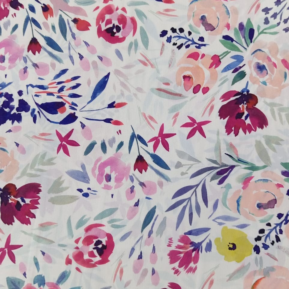 Rose Floral Print On Korean Satin SS22L KSPL28