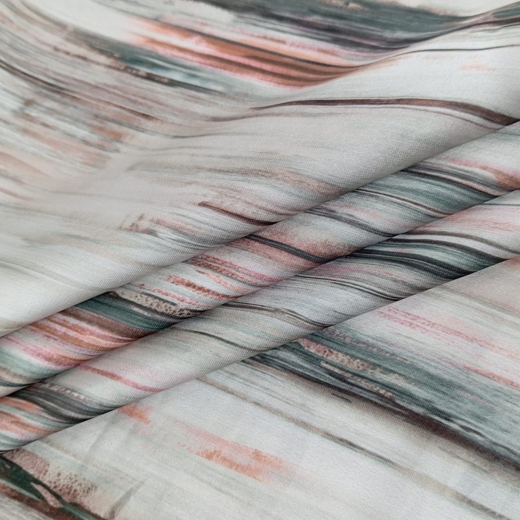 Wave Artwork Print On Korean Satin SS22N KSPB96