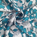 Blue Flower Print On Korean Satin SS22N KSPB67