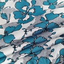 Blue Flower Print On Korean Satin SS22N KSPB67