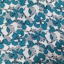 Blue Flower Print On Korean Satin SS22N KSPB67