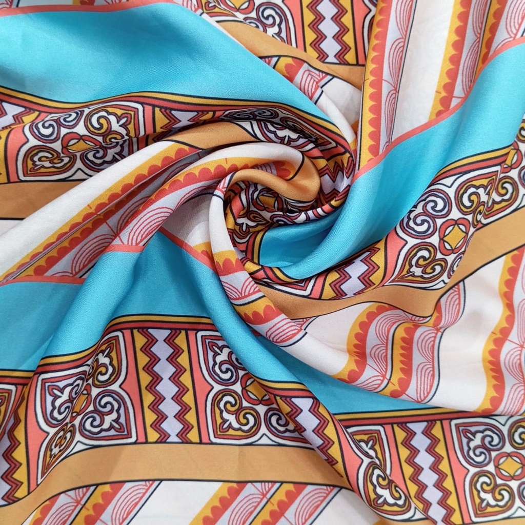 Geometrical Brown Box Print On Korean Satin SS22N KSPB08