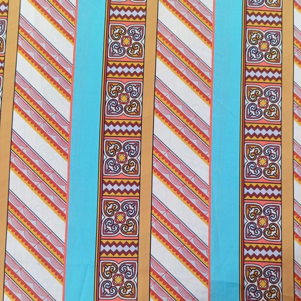 Geometrical Brown Box Print On Korean Satin SS22N KSPB08