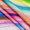 Rainbow Wave Print On Korean Satin SS22N KSPB79