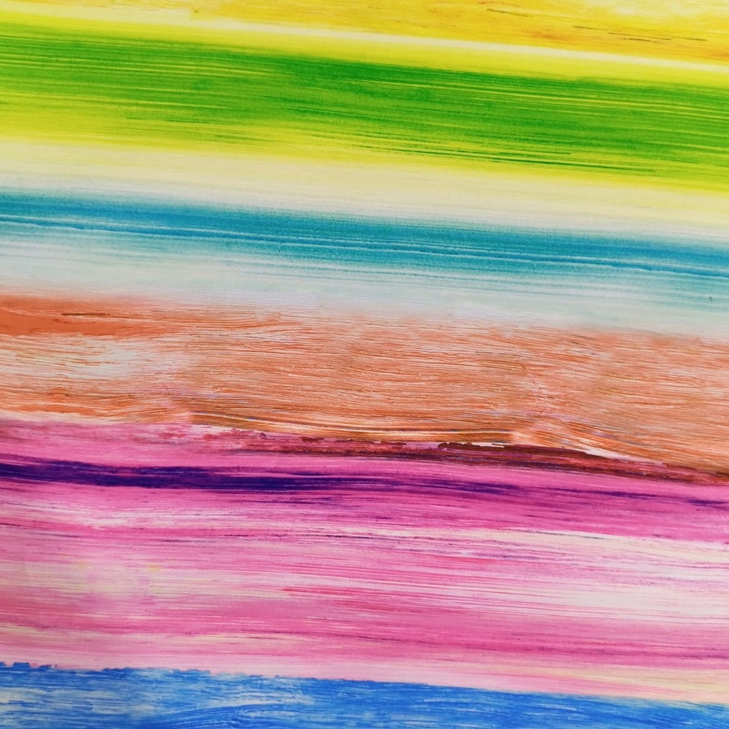 Rainbow Wave Print On Korean Satin SS22N KSPB79