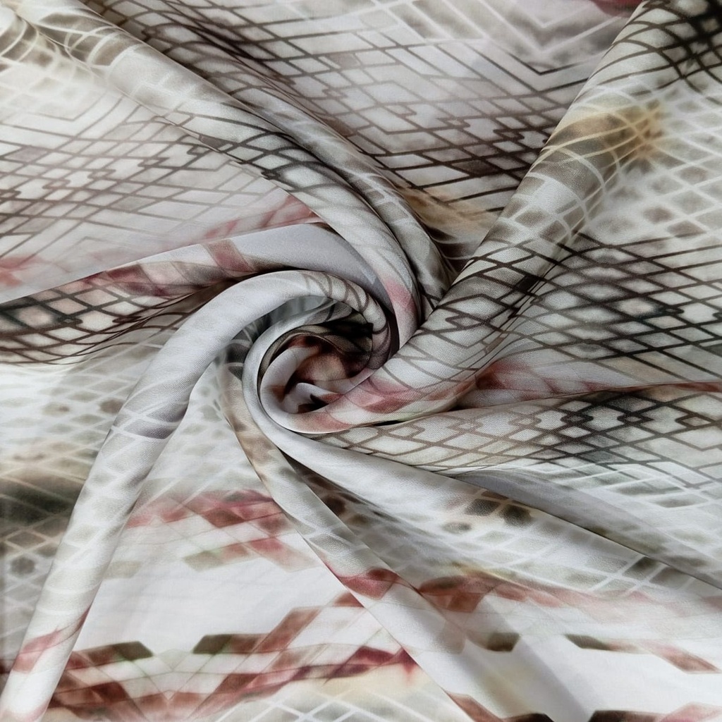 Red & White Colour Snake Skin Print On Korean Satin SS2N KSPB75