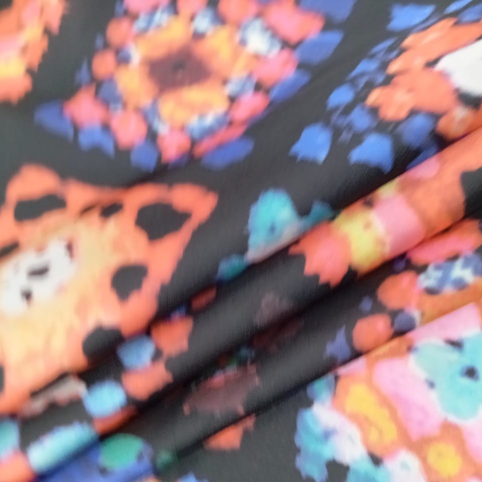 Disco Look Print On Korean Satin SS22A KSPA74