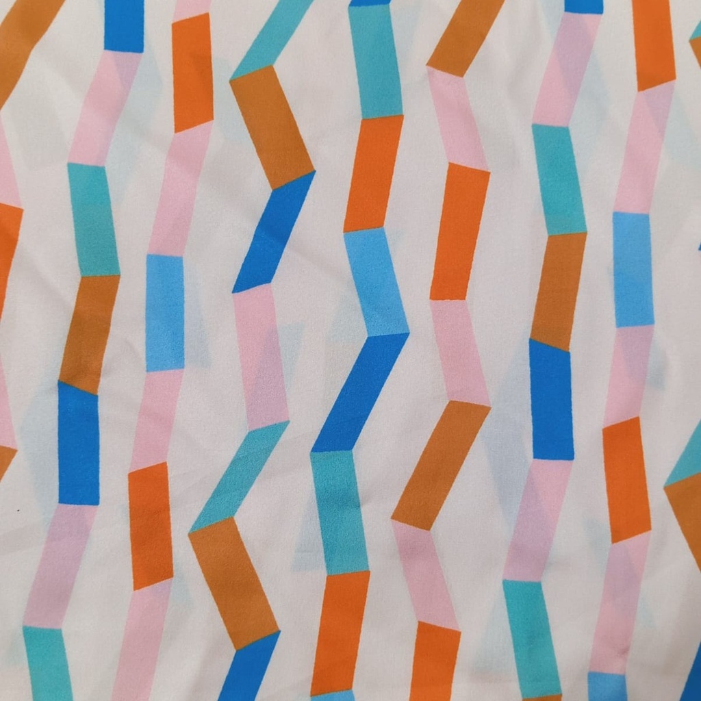Irregular Zig Zak Print On Korean Satin SS22A KSPA30