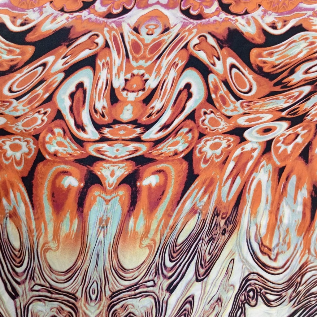Coffee Print On Habutai Satin S24 HSPS25