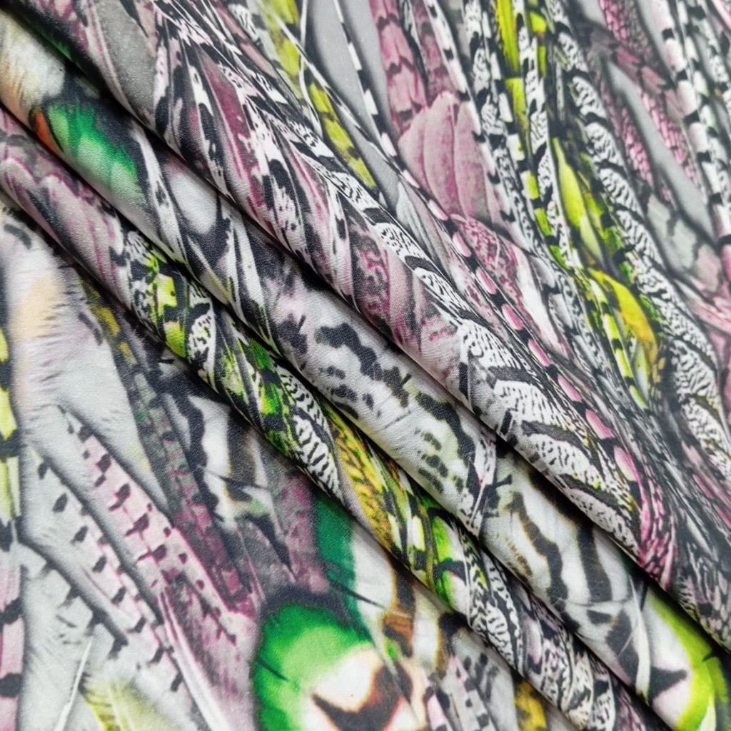 Peacock Far Print On Korean Satin S24 KSPS74