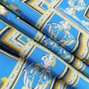 Sky Blue Base Chevron Print On Korean Satin S23 KSPS103