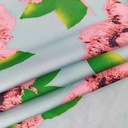 Pink Flower Print On Korean Satin S23 KSPS81