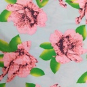 Pink Flower Print On Korean Satin S23 KSPS81