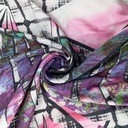 Voilet Mirror Garden Print On Korean Satin S23 KSPS111
