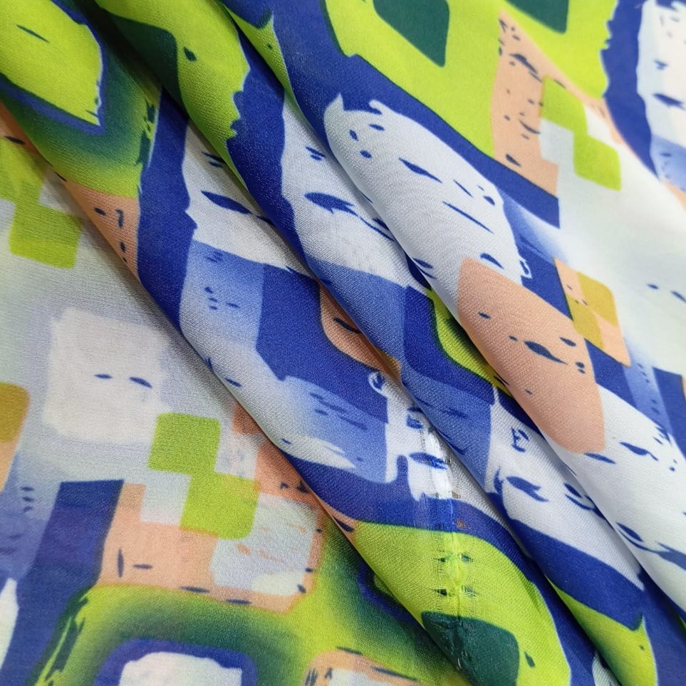 Abstract Artwork Print On Korean Satin S23 KSPS04