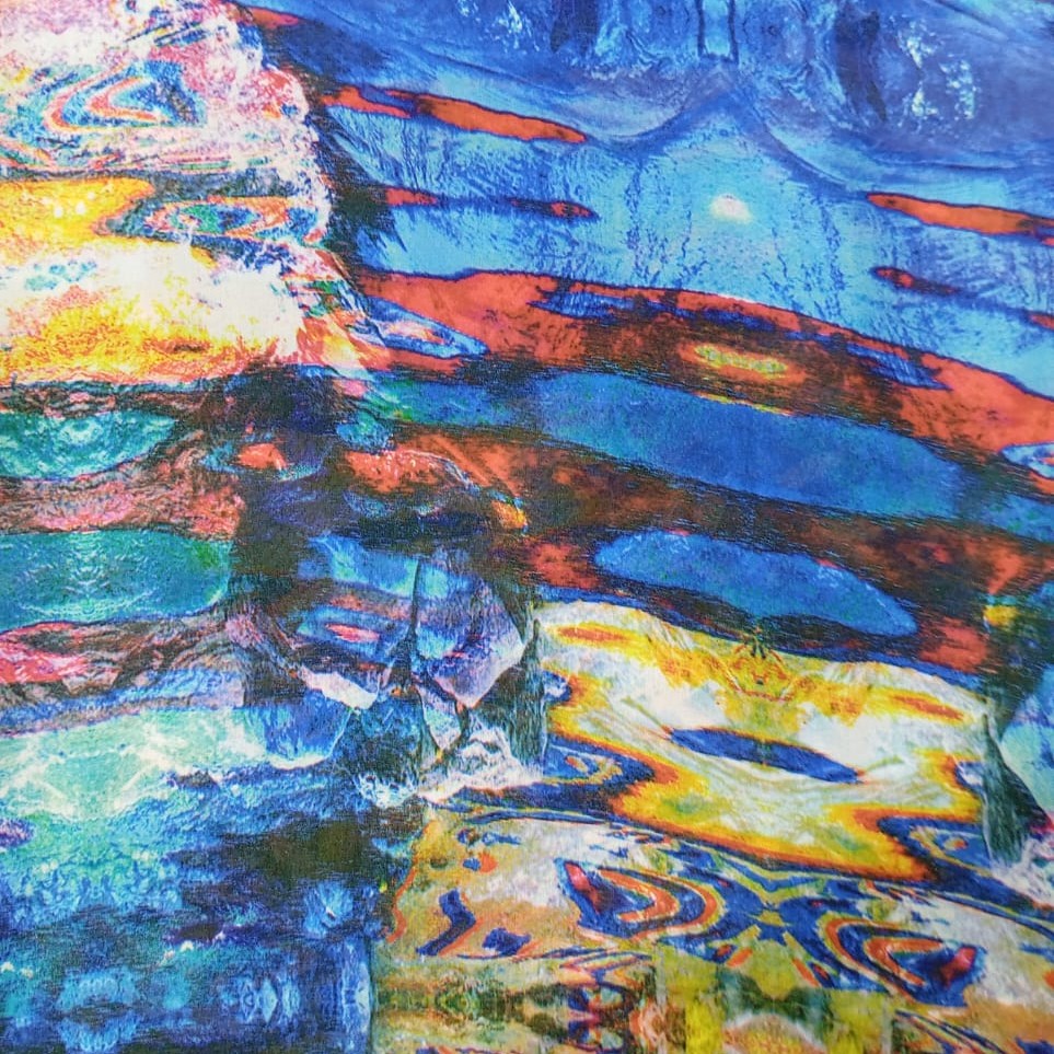 Abstract Multicolor Print On Habutai Satin S24 HSPS24