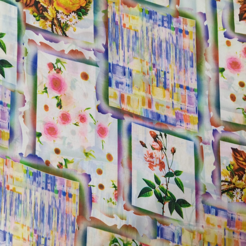 White Window Floral Print On Korean Satin (SS24) KSPS64
