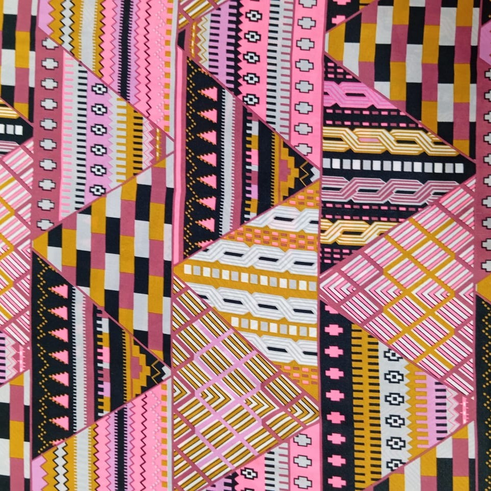Neon Triangle Print On Korean Satin S23-KSPS78